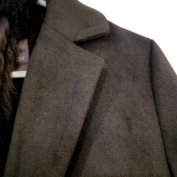 Covington Women's Black Polyester Removeable Faux Fur Collar Button Down Lined D - Picture 3 of 11